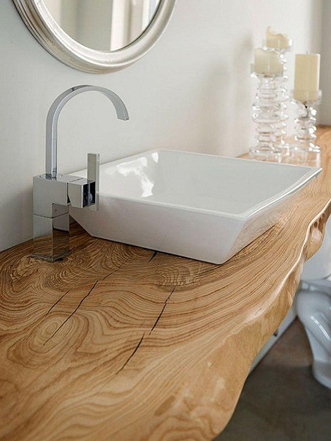 mensola piano lavabo top legno massello meg