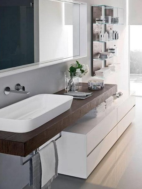 Mensola piano lavabo legno massello Isabel