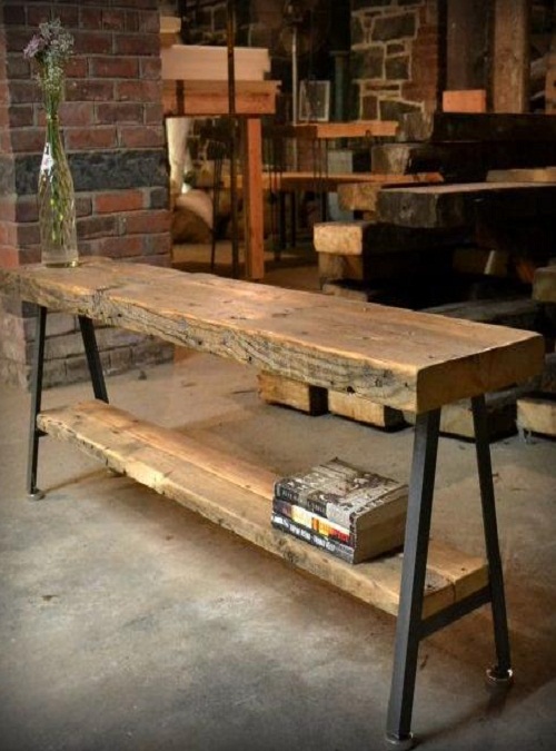 tavolo consolle goodman legno massello stile industriale xlab