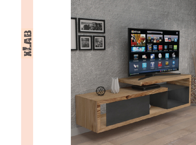 Rendering mobile porta TV Jeff Rendering mobile porta TV modello Jeff visione laterale