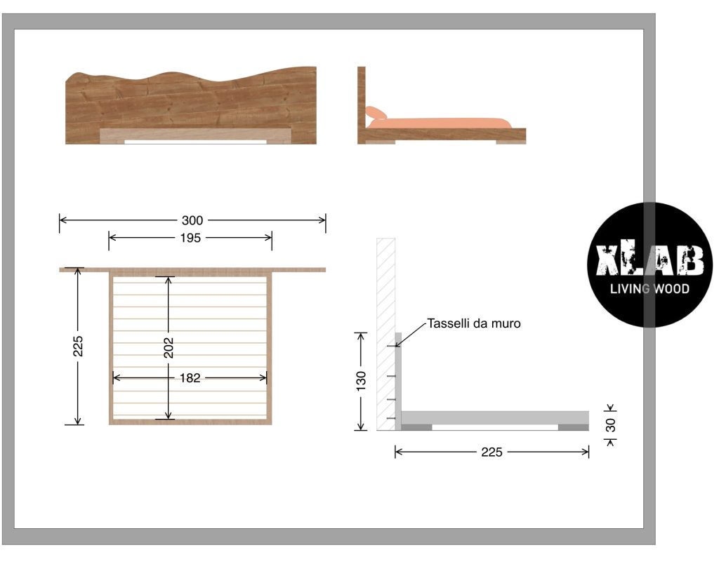 Misure letto legno di castagno