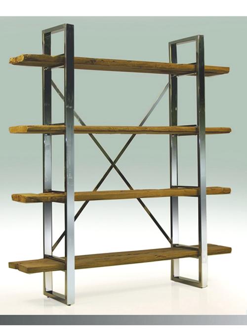 Libreria verticale Beckett in legno e ferro grezzo Xlab
