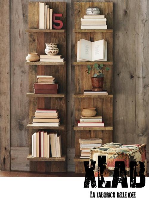 Libreria a parete in legno invecchiato vintage Wild Xlab