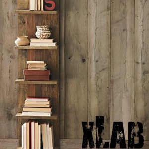 Wilde libreria a parete in legno invecchiato stile vintage