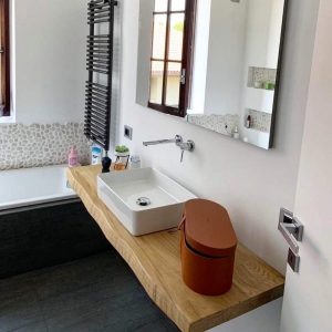 Mensola piano lavabo Elizabeth in legno massello di rovere scegli la tua misura
