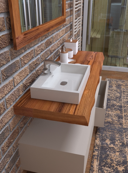 Mobile bagno di design moderno in legno di rovere mensola e cassetto  sospeso modello Venus - XLAB Design