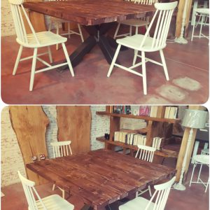 Tavolo da pranzo Cooper in legno massello con gamba centrale
