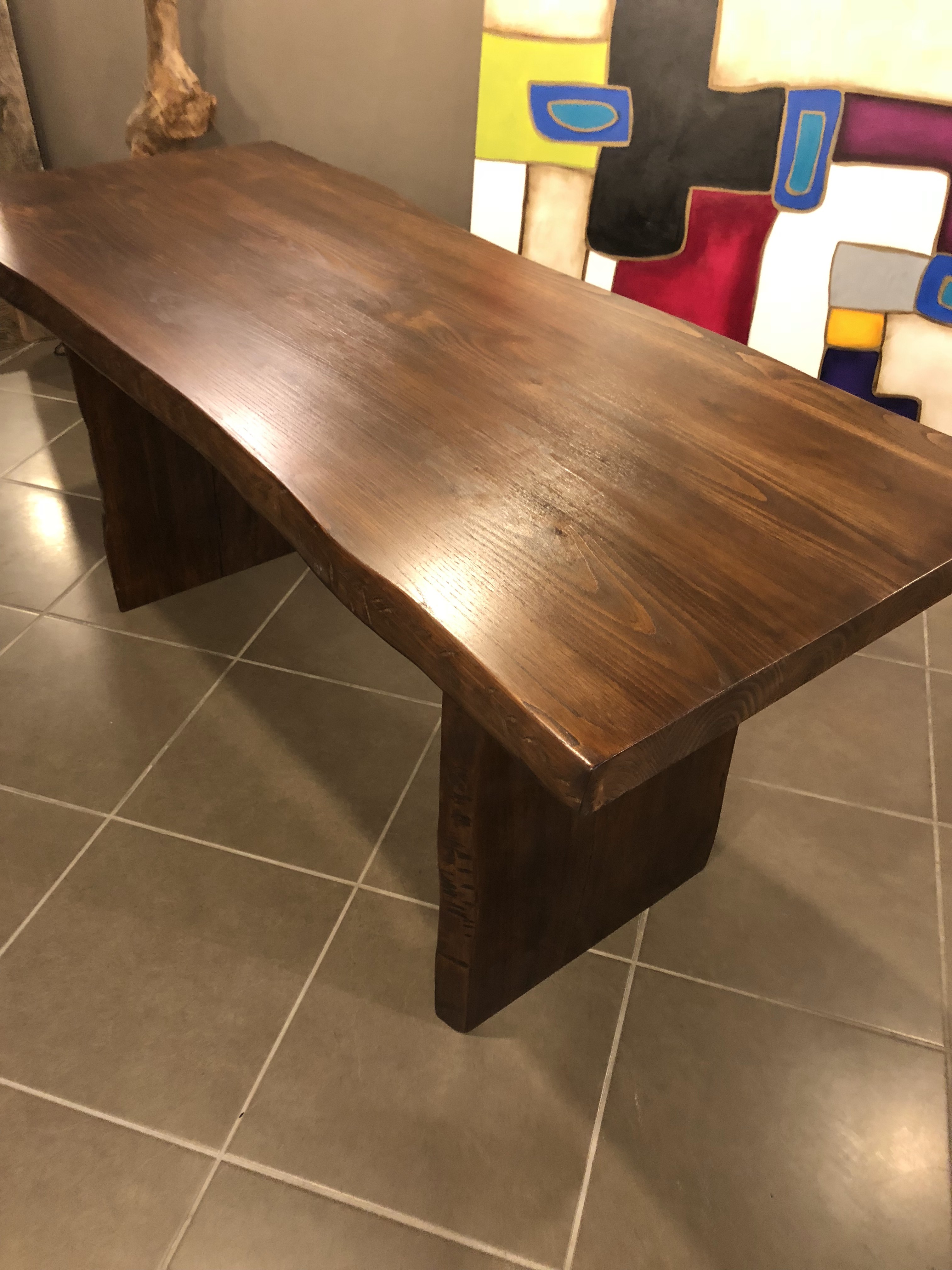 Tavolo scrivania in legno massello di castagno scuro Xlab