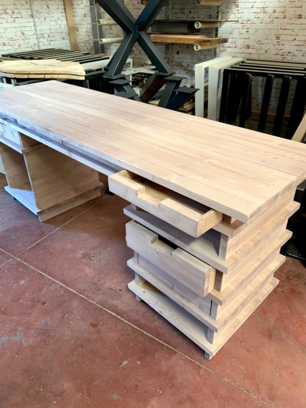 scrivania legno con cassetti xlab design