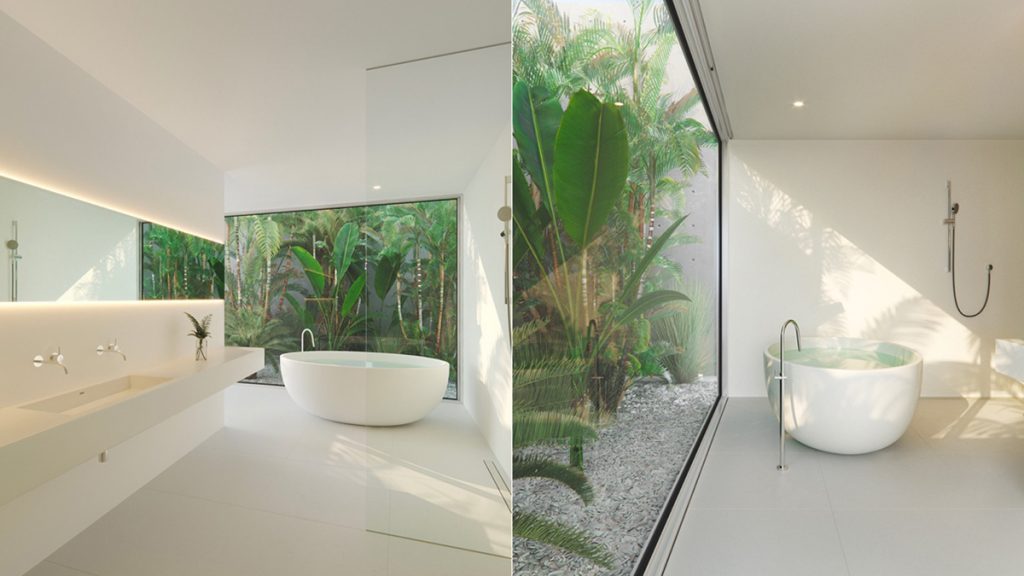 Bagno minimal con vasca