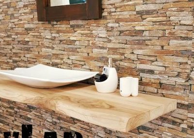 Mensola da bagno in legno per lavabo da appoggio