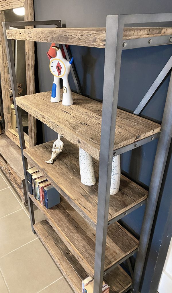 libreria scaffale mobile stile industriale legno e ferro xlab design