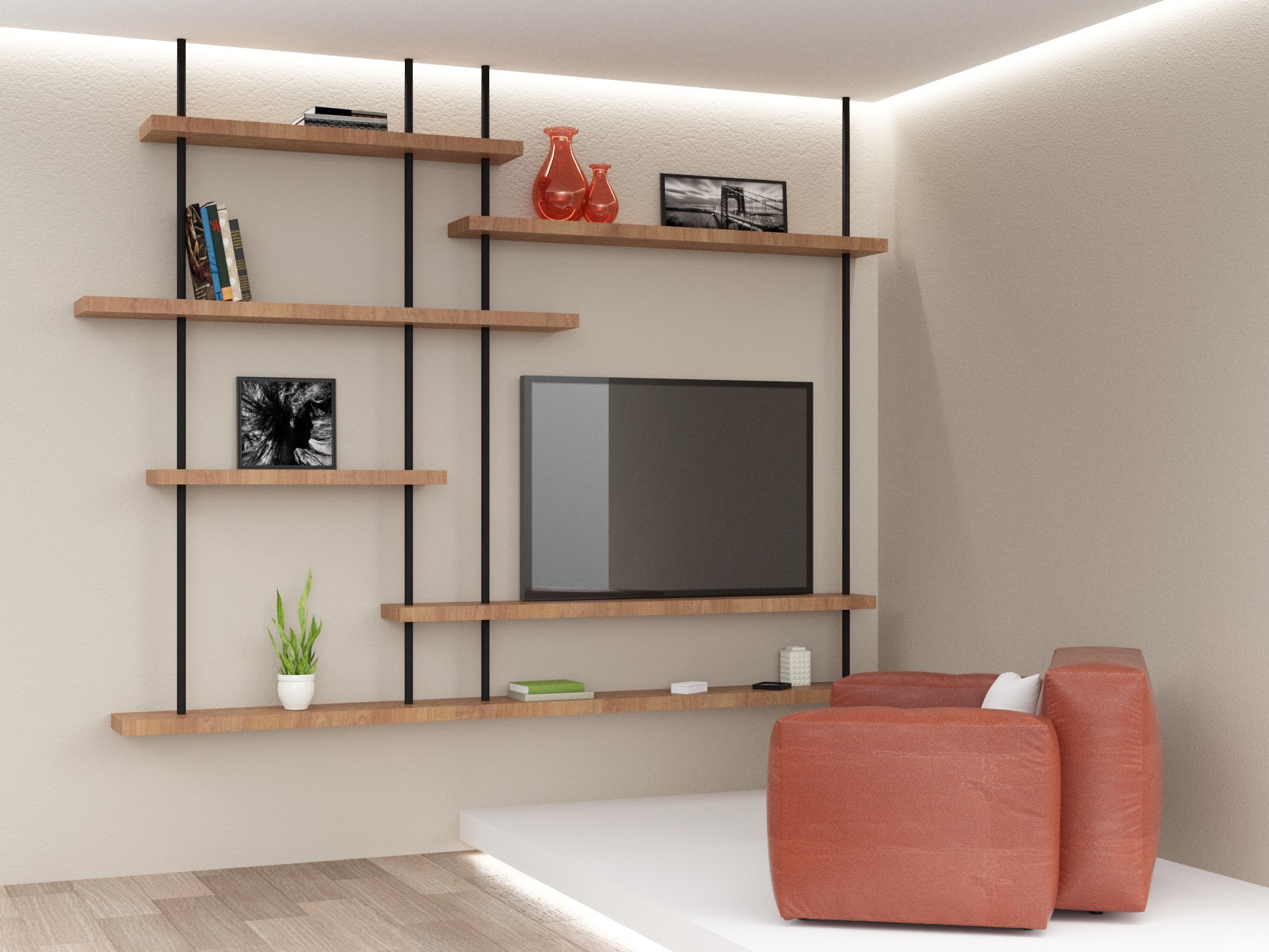 mobile libreria da parete legno e ferro modello semplicemente xlab design