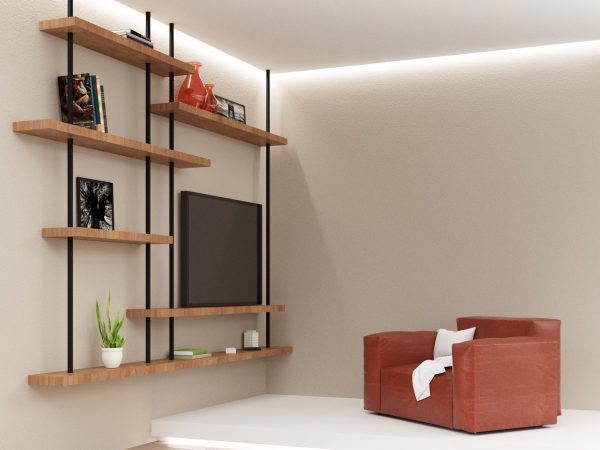 mobile libreria porta tv legno e ferro xlab design