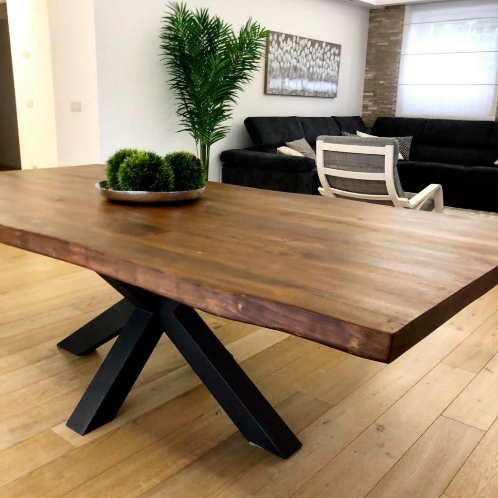 tavolo legno massello teak rovere gamba stella centrale xlab