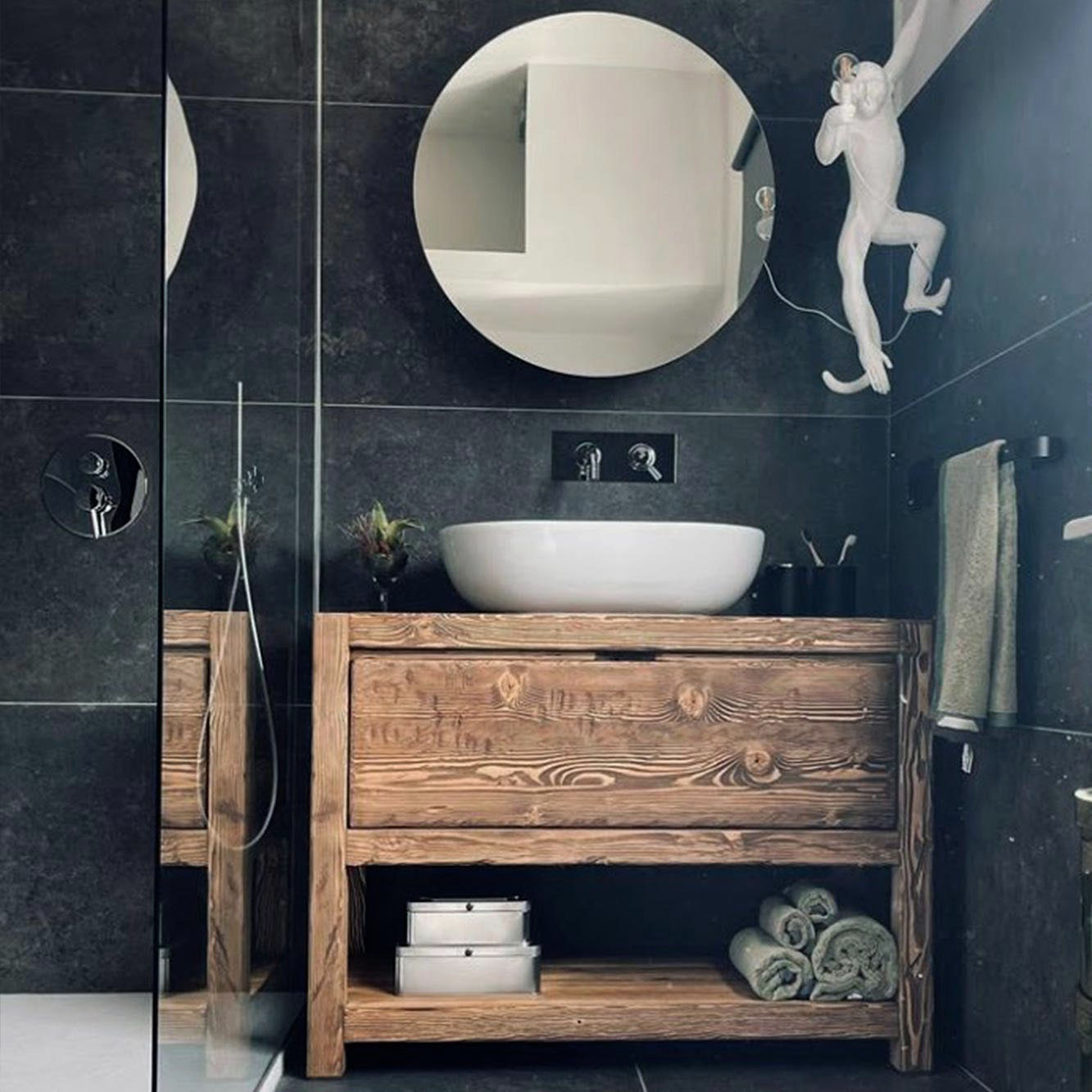 Mobile da bagno in legno rustico per lavabo con cassetto - Valentina - XLAB  Design