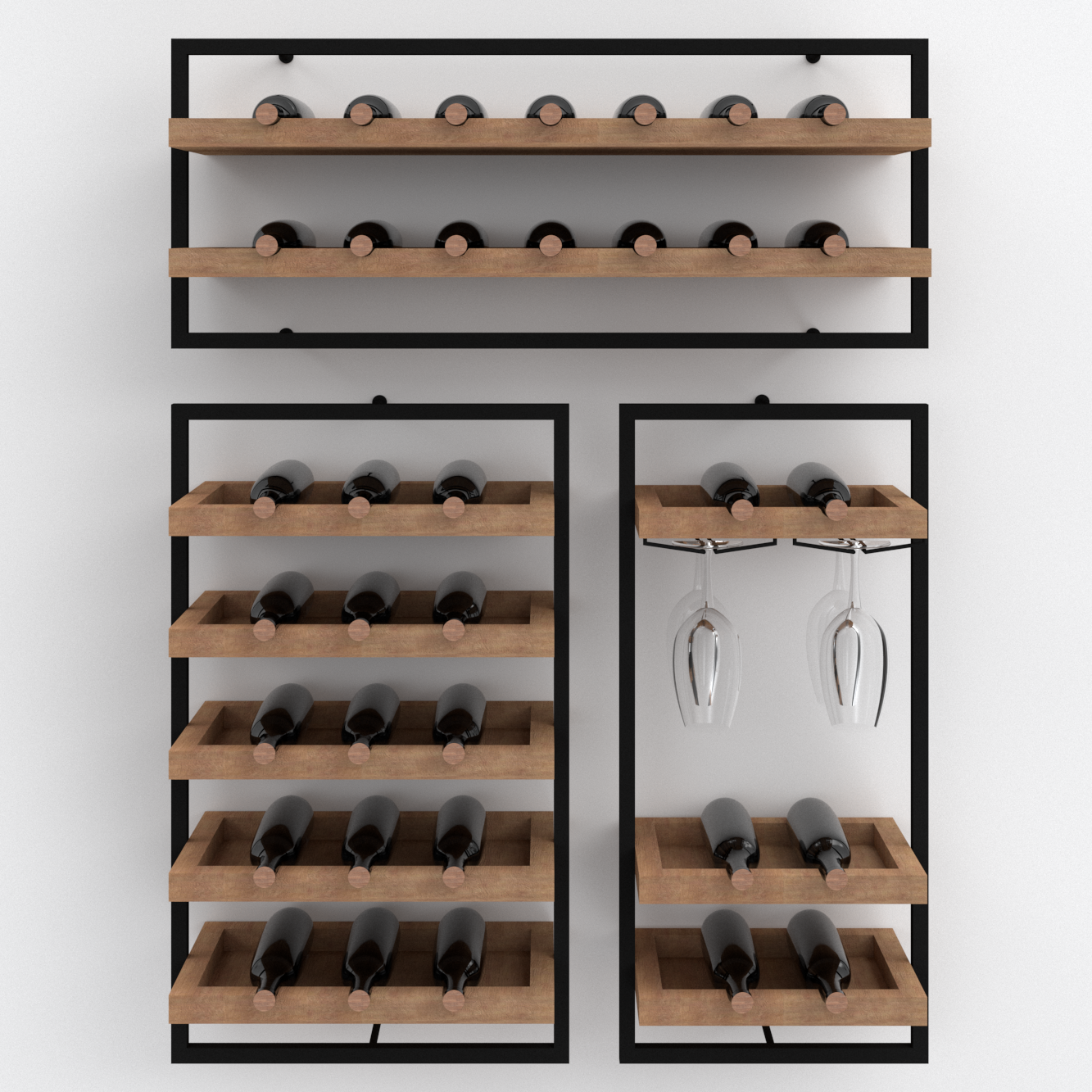 Cantinetta portabottiglie da parete reggi bottiglie vino in legno abete 4 posti 