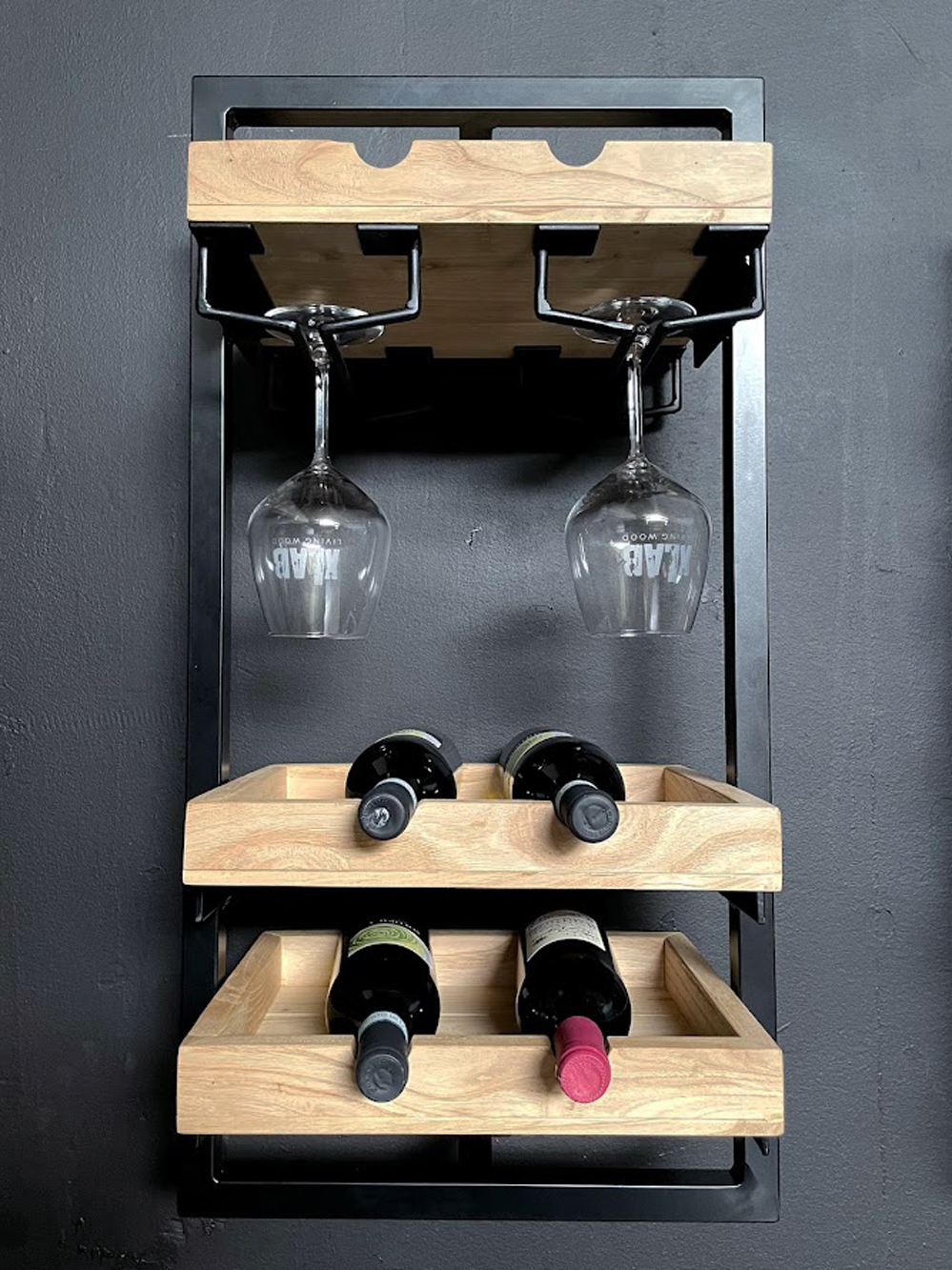 Portabottiglie cantinetta vino a parete 6 bottiglie di vino - Wine Frame -  XLAB Design