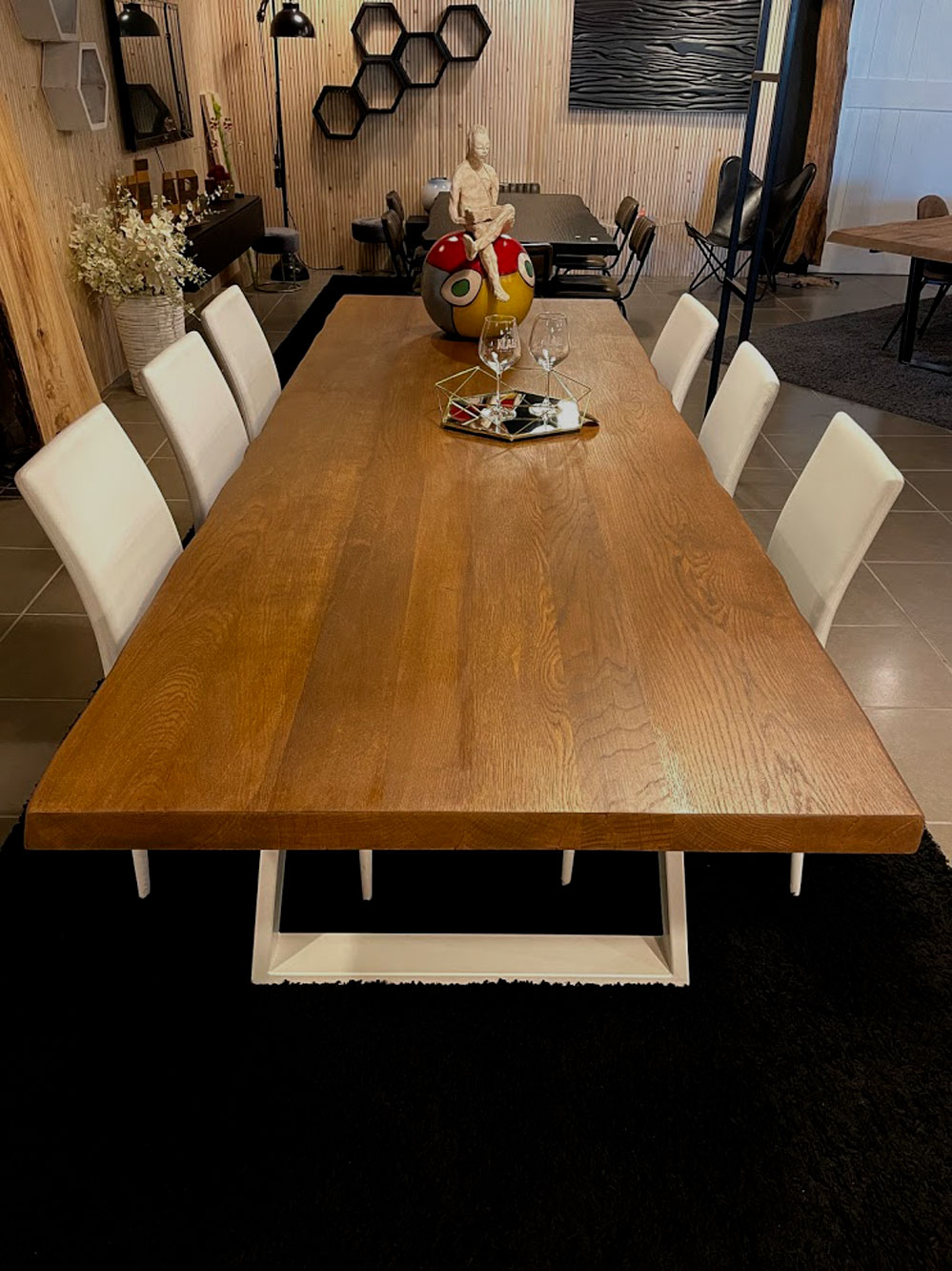 Tavolo di grandi dimensioni in legno massello di Castagno Teak 280x98cm -  Ambra - XLAB Design