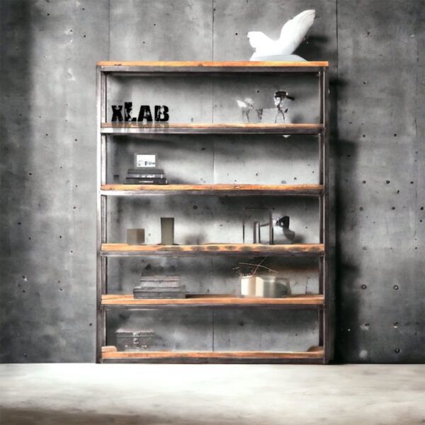 Libreria stile industriale legno e ferro