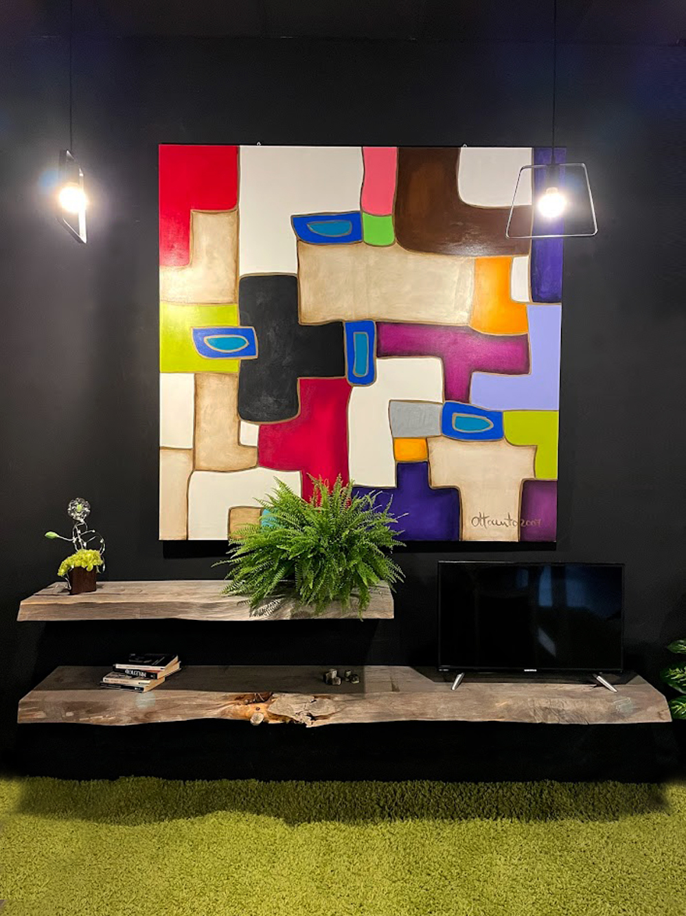 Set porta TV, tavolino e mensola a muro Ribera design Legno scuro