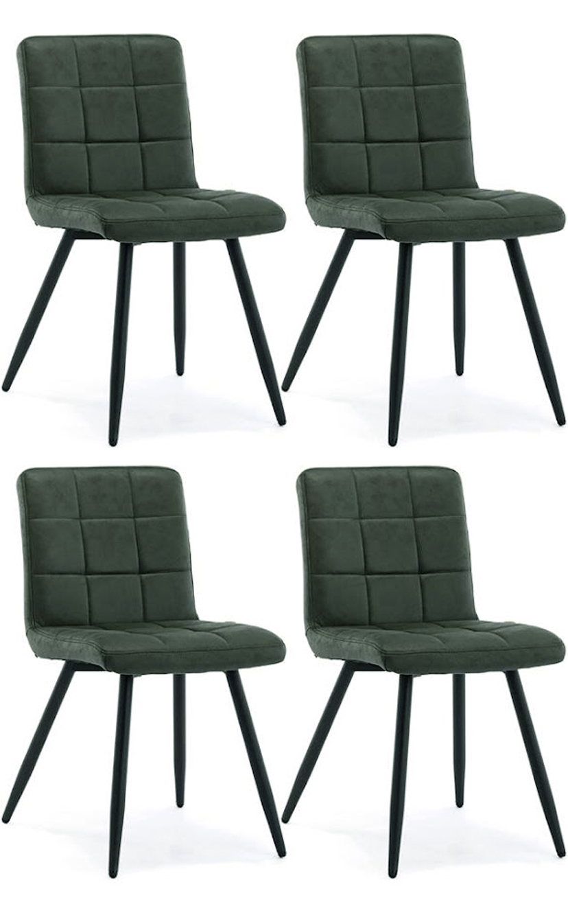 Set 4 sedie imbottite in velluto verde di design - XLAB Design