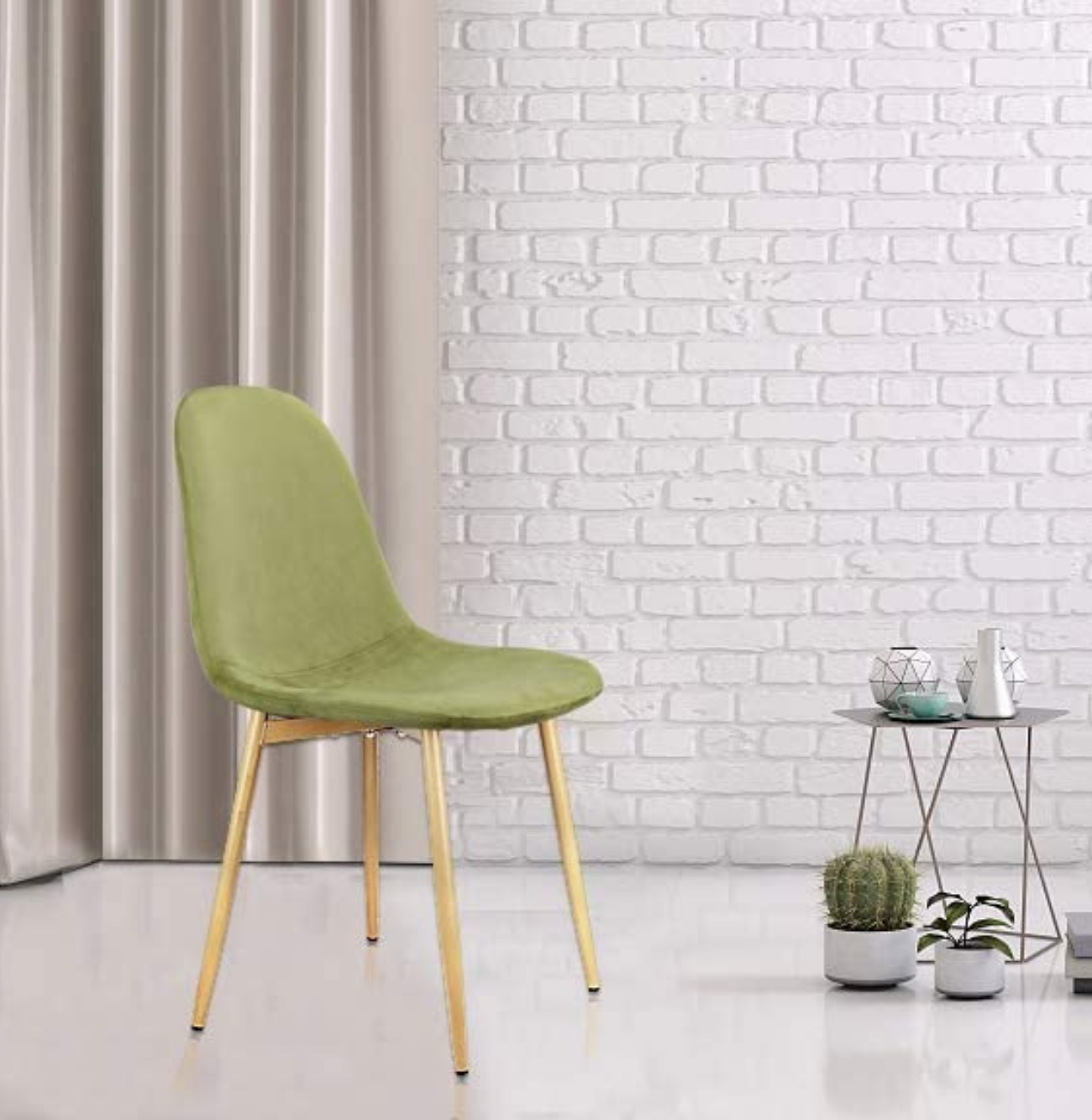 N. 4 sedie moderne in flanella verde di design - Jordan - XLAB Design