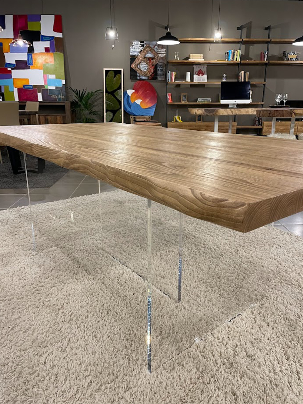 Tavolo legno massello gambe trasparenti in plexiglass 200x100 cm - Star -  XLAB Design