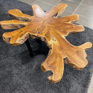 Tavolino taglio tronco in legno massello da salotto Alexander