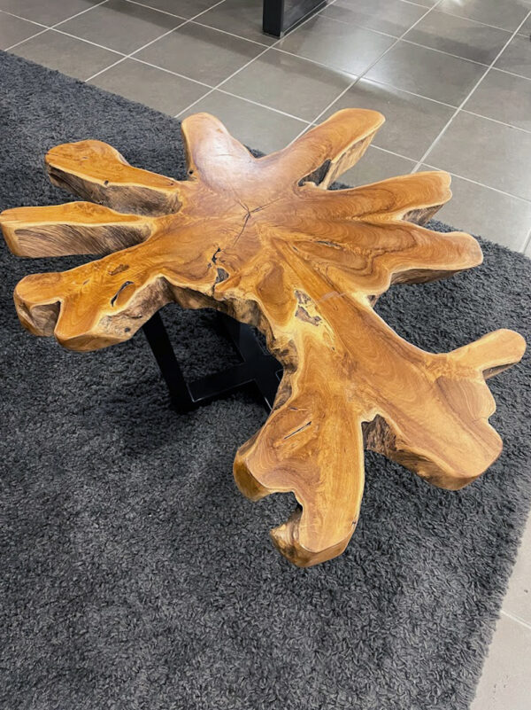 salotto legno massello tavolino gambe ferro