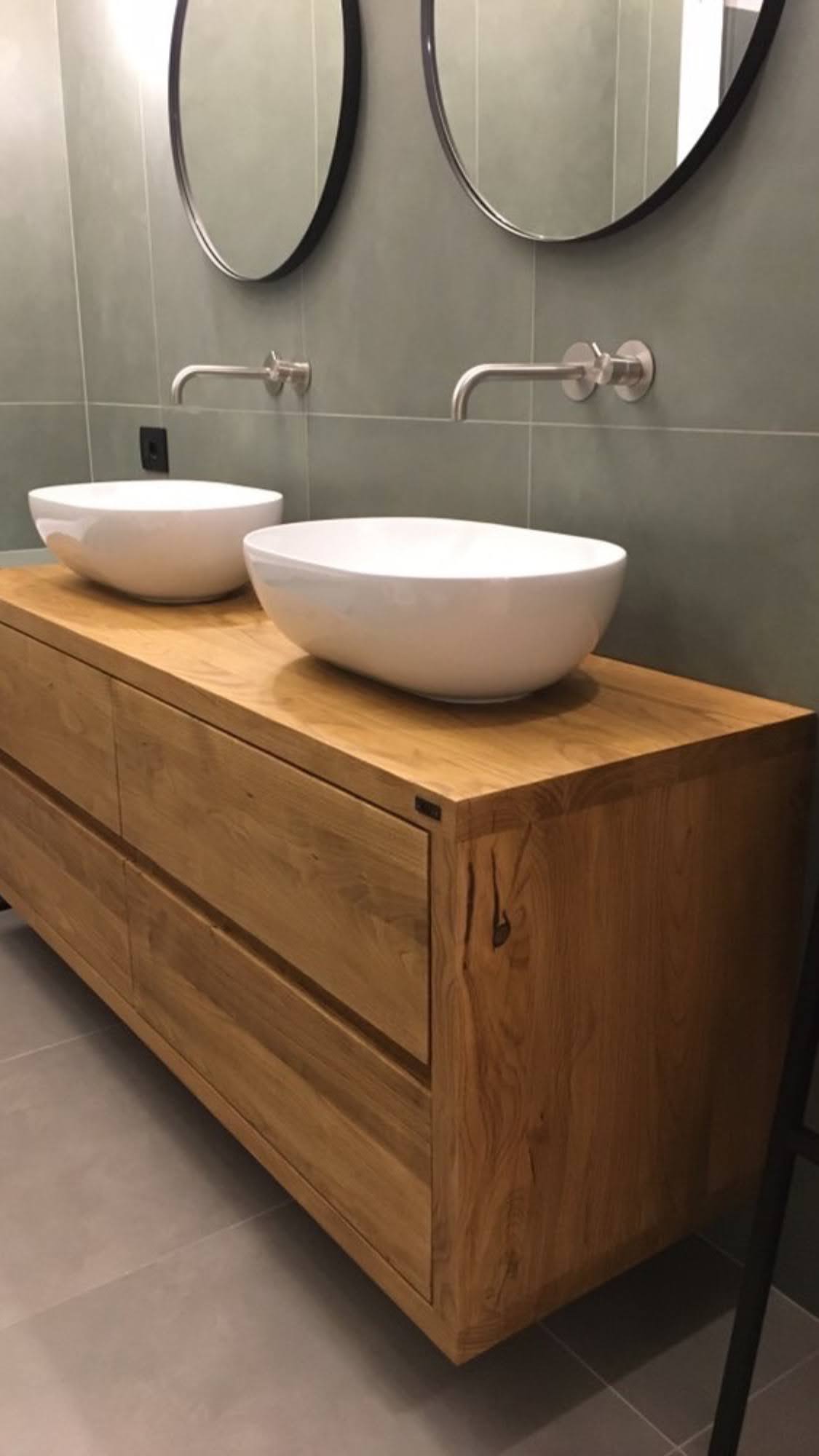 Mobile bagno mensola legno massello per lavabo appoggio 150x50x6