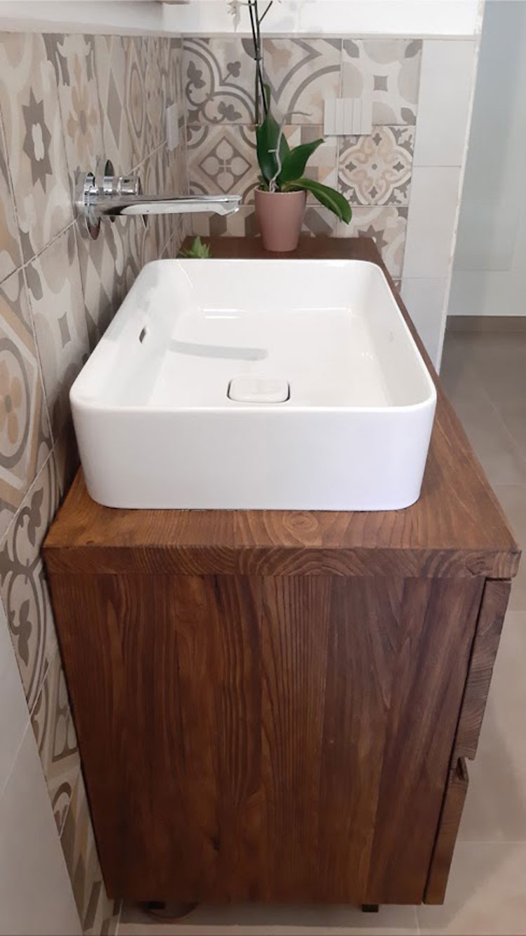 Mobile bagno Artigianale Set accessori bagno in legno con uno
