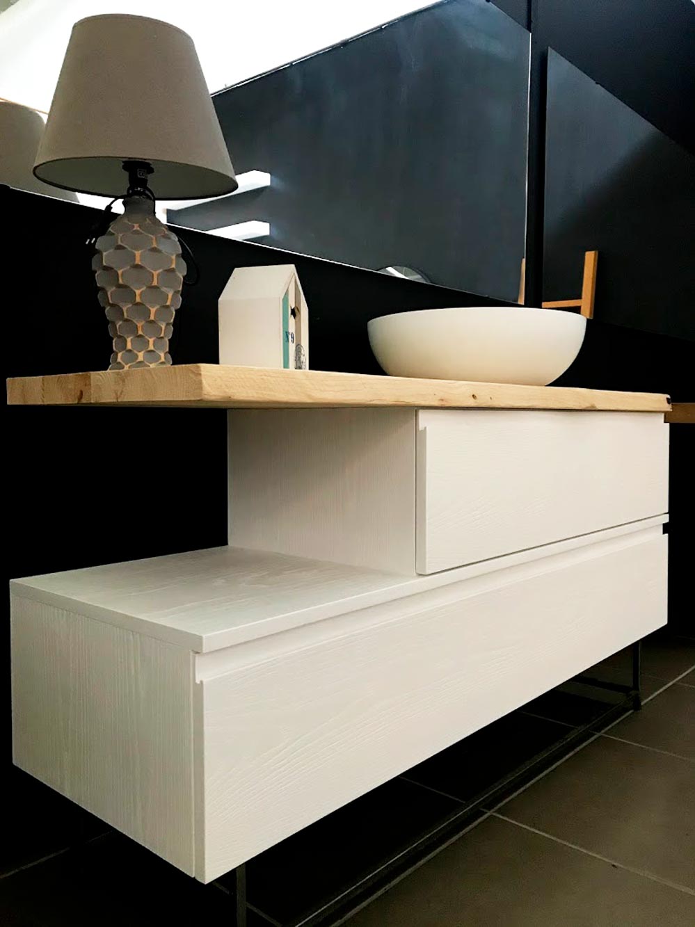 Mensola bagno in legno di castagno 80x45 cm - XLAB Design