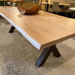 Tavolo legno ciliegio massello e ferro gambe incrociate ruggine stile industrial – 240×110 cm