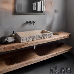 Mensole da bagno in legno massello per lavabo da appoggio 160 x 50 | garanzia 5 anni XLAB