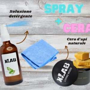 kit pulizia detergenti cera d'api naturale per legno massello