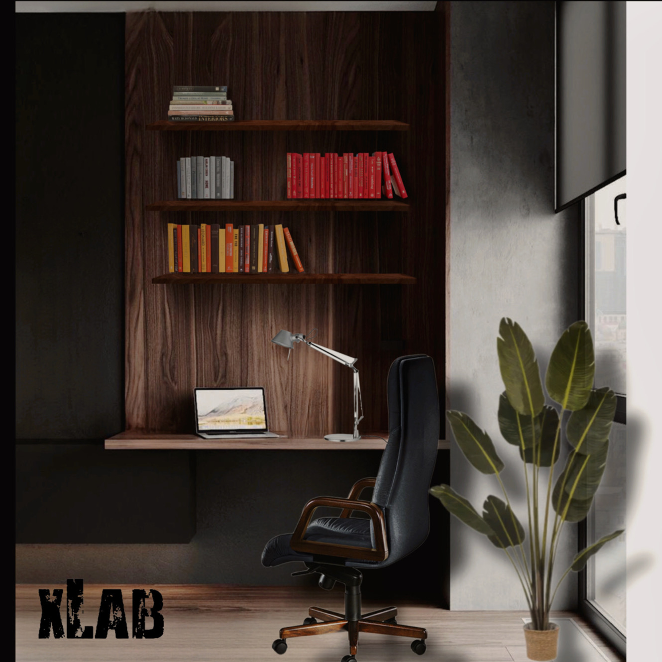 Scrivania studio in casa per smart working in legno massello di design  moderno - XLAB Design