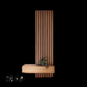 Mobile ingresso parete con listelli in legno verticali e cassetto sospeso – Vania XLAB