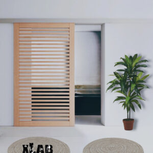 porta scorrevole esterno muro design moderno doghe orizzontali in legno naturale