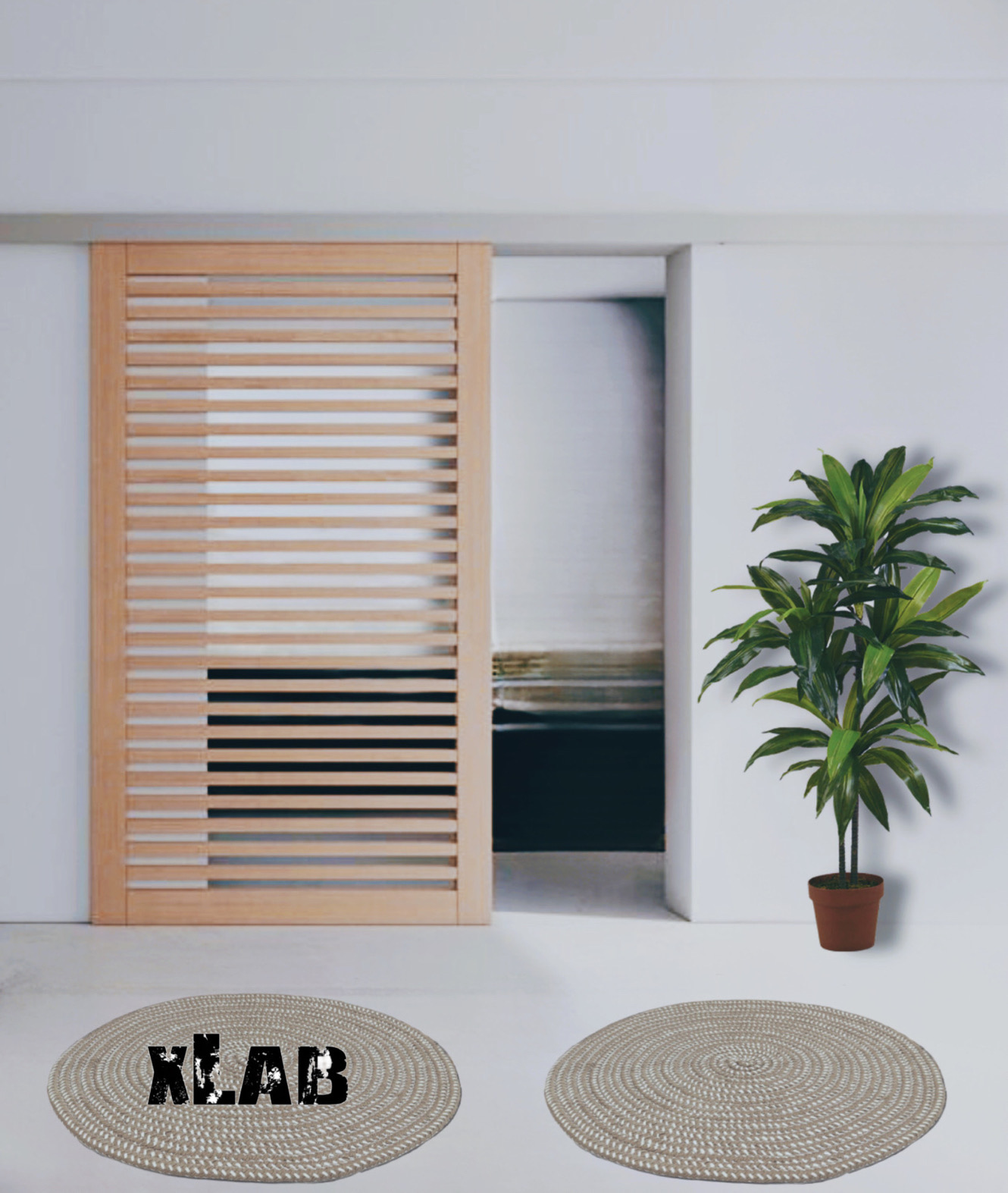 porta scorrevole esterno muro design moderno doghe orizzontali in legno  naturale - XLAB Design