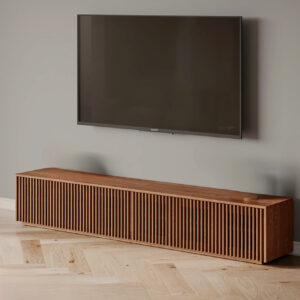 Mobile porta tv design moderno ante in listelli di legno – L 200 H 50 P50 cm – Woody