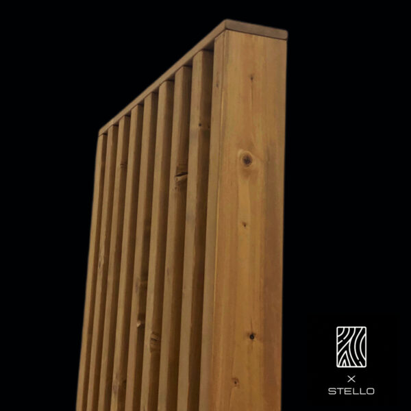 Mobile parete divisoria listelli di legno verticali finitura rovere senza bucare il pavimento