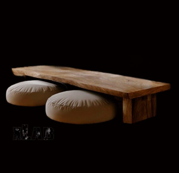 Tavolo da salotto basso in legno modello zen stile giapponese realizzato a mano in Italia