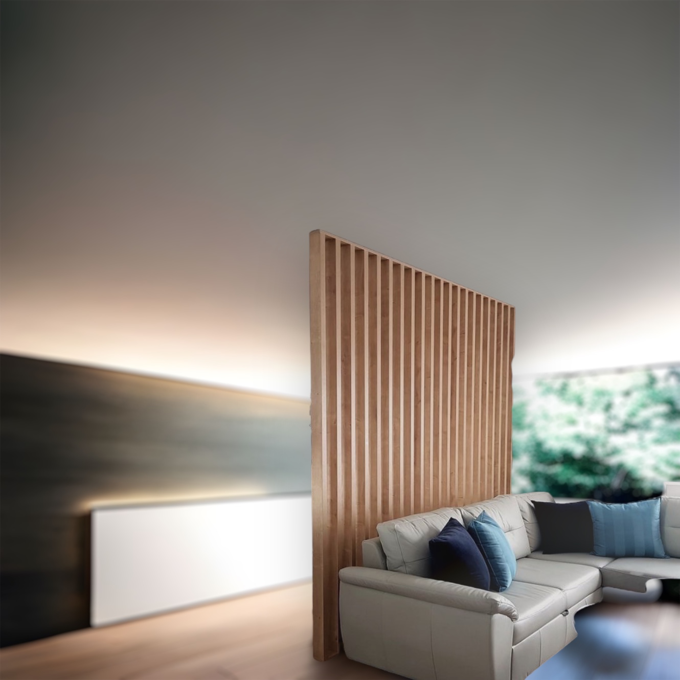 Nuova parete listelli di legno 3 colori a scelta L 90 H 270 cm - dividere  gli ambienti senza bucare il pavimento - XLAB Design