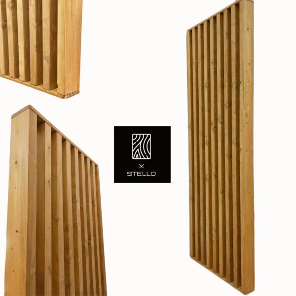 Divisorio Inter parete da interni con listelli di legno verticali su misura