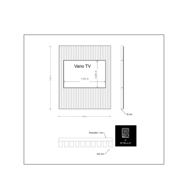 Progetto scheda tecnica rivestimento da parete verticale porta TV