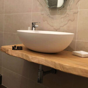 Mensola lavabo da bagno in legno massello
