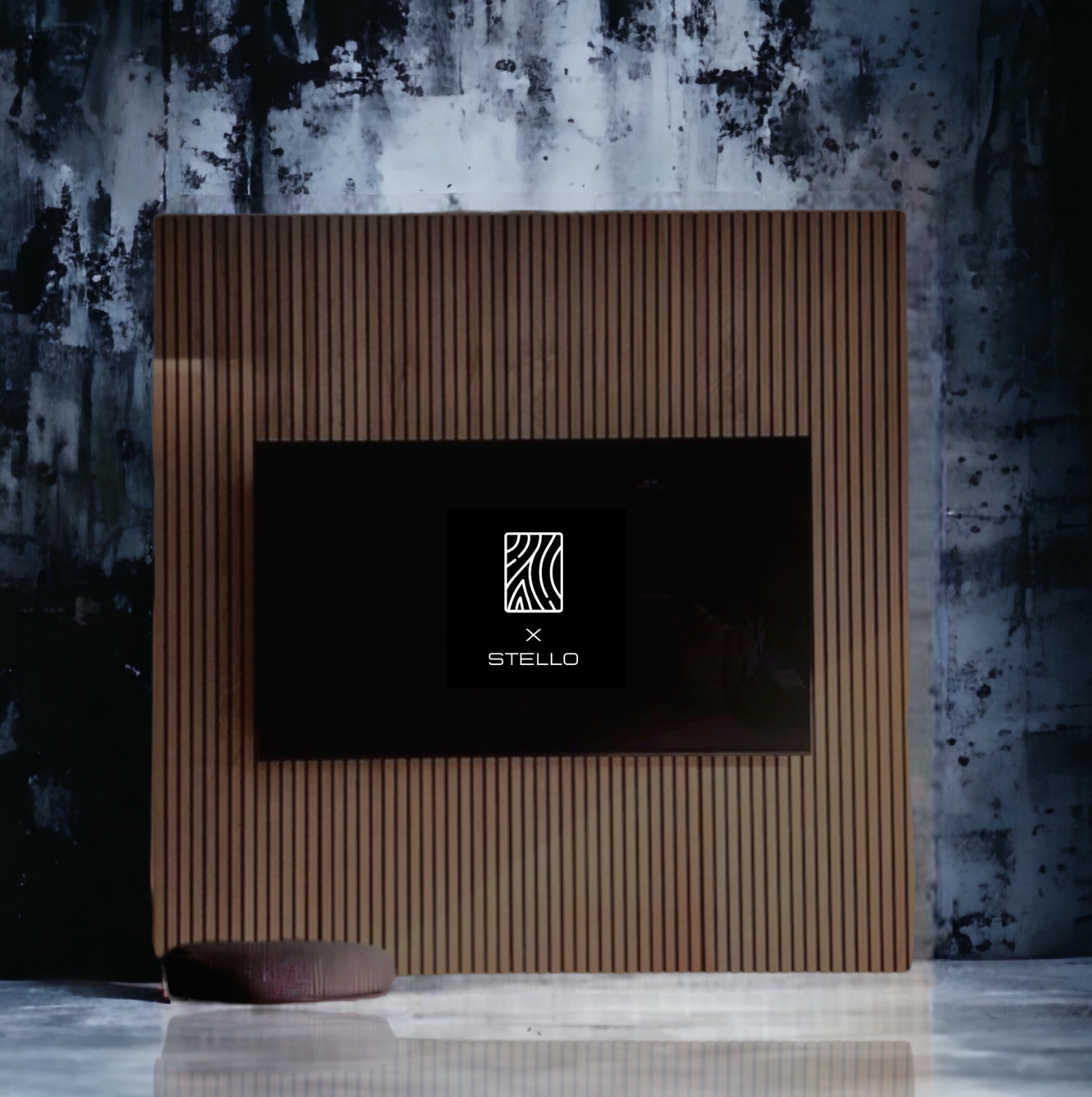 Boiserie porta TV a parete listelli di legno verticali L 240 H250 cm - XLAB  Design