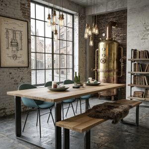 Tavolo industrial vintage Bob design artigianale italiano