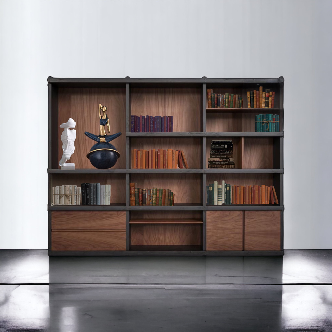 Mobile libreria modello EDIS in legno noce nazionale larghezza 306 x 210 x  50 cmòqa